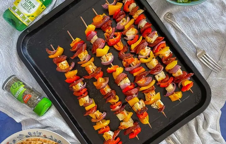 Halloumi and Chorizo Skewers