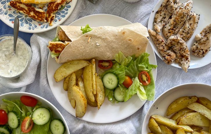 Chicken and Halloumi Wraps